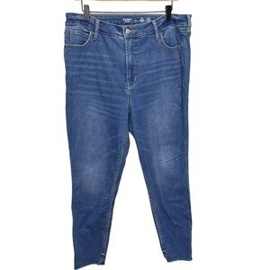 Old Navy Extra High Rise Rockstar Super Skinny Jeans Raw Hem Size 16